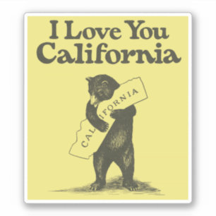 Sticker Je T'Aime Californie Bear Hugging State