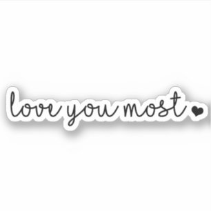 Sticker Je t'aime le plus coeur noir blanc