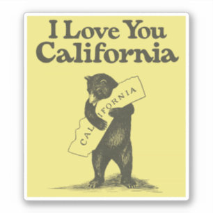 Sticker Je t'aime ours de la Californie étreignant l'éta