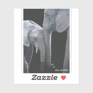 Sticker Je t'aime plus, éléphant œuvre d'art originale