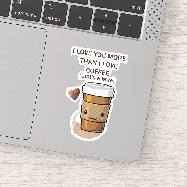 Sticker Je T'Aime Plus Que J'Aime Le Café Qui Est Un Latte (Détail)