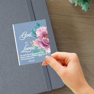 Sticker Jean 3:16 Dieu si aimé Blue Floral Bible Verse