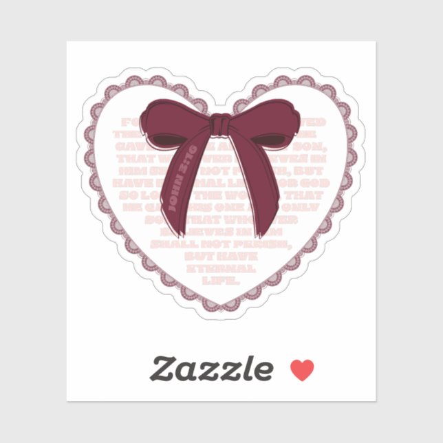Sticker Jean 3:16 - Saint-Valentin chrétien (Feuille)