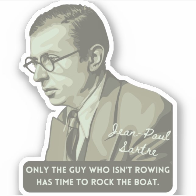 Sticker Jean-Paul Sartre Portrait et citation (Devant)