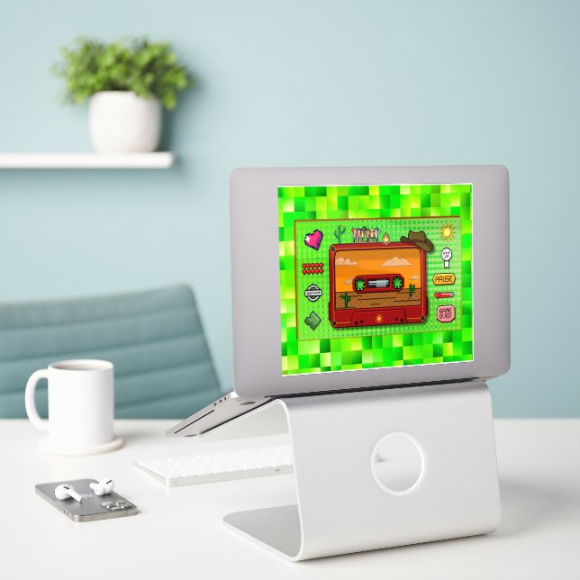 Sticker Jeans games pixel art. (Ordinateur portable sur le bureau)