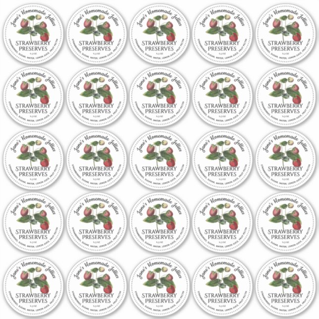 Sticker Jelée de fraise Lid de mâchoire à large bouche de  (Devant)