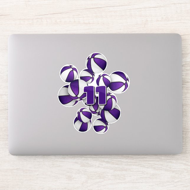 Sticker jersey numéro cluster violet blanc basketballs (Ordinateur)
