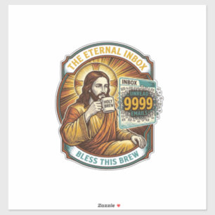 Sticker Jésus 9999 Emails Non Lus Boîte de Réception Zéro