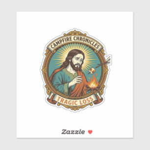 Sticker Jésus a laissé tomber la guimauve Feu de camp Fête