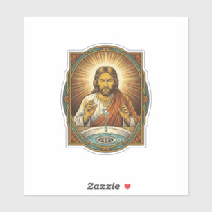 Sticker Jésus a laissé tomber sa lentille de contact dans