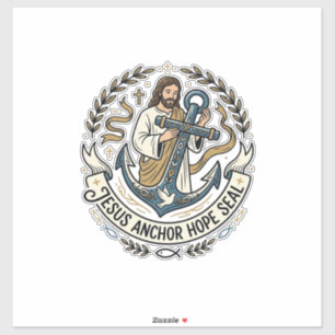 Sticker Jésus Ancre Espoir Sceau Jésus Ancre Espoir Sceau