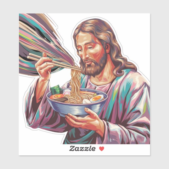 Sticker Jésus avec Ramen Bowl (Feuille)
