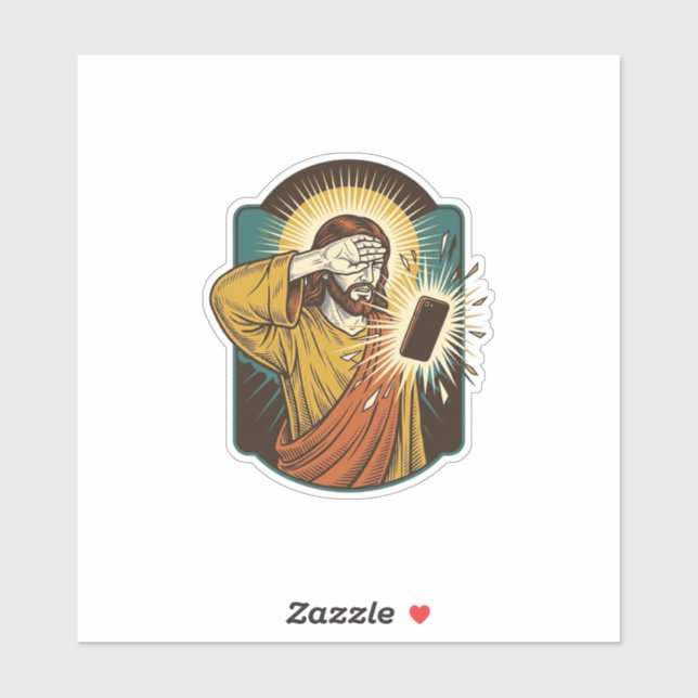 Sticker Jésus aveuglant la luminosité maximale du téléphon (Feuille)