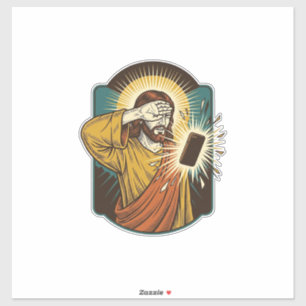 Sticker Jésus aveuglant la luminosité maximale du téléphon