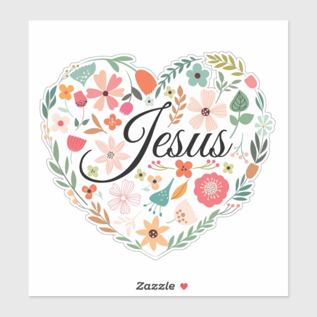 Sticker Jesus Boho Christian Heart Motif Inspiration (Feuille)