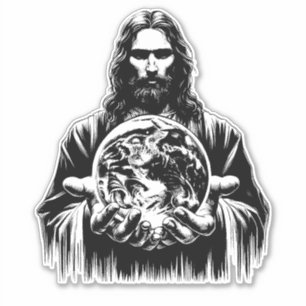 Sticker Jésus-Christ tenant l'illustration artistique du m
