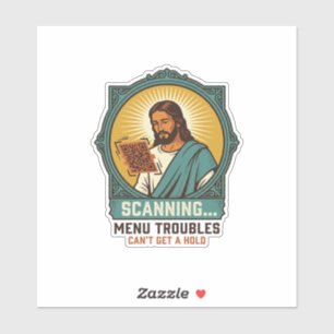 Sticker Jésus Code QR flou ne scannera pas Menu Humour Tec