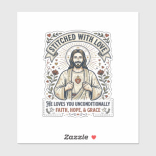 Sticker Jésus Couture Tricotage Chemise Graphique Chrétien