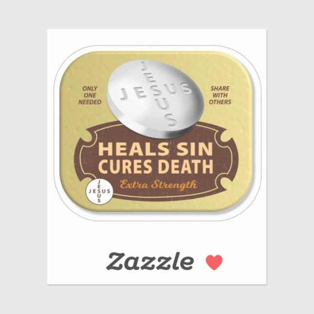 Sticker Jesus Cures Pill - Foi chrétienne Dieu guérit la m (Feuille)