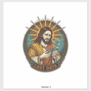 Sticker Jésus Écrasé Clé USB Perte de Données Humour_1