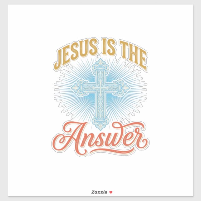 Sticker Jésus est la réponse Croix chrétienne Vector Desig (Feuille)