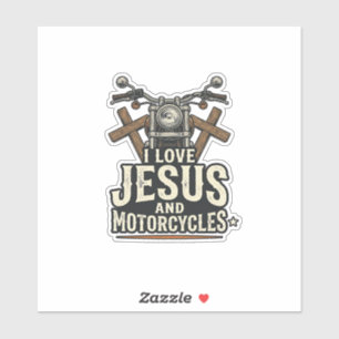 Sticker Jésus et motos vintage chrétien biker Desi