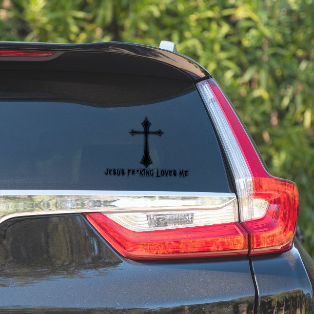 STICKER JÉSUS F#*KING M'AIME (Côté voiture)