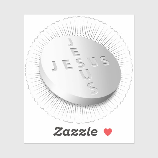 Sticker Jésus Guérit Pilule Comprimé Chrétien Éclatement C (Feuille)