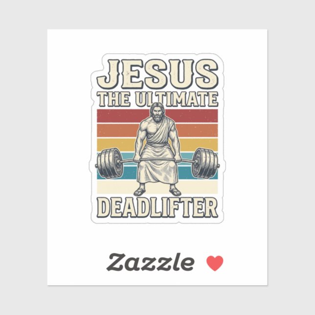 Sticker Jésus le souleveur de poids mort ultime conception (Feuille)