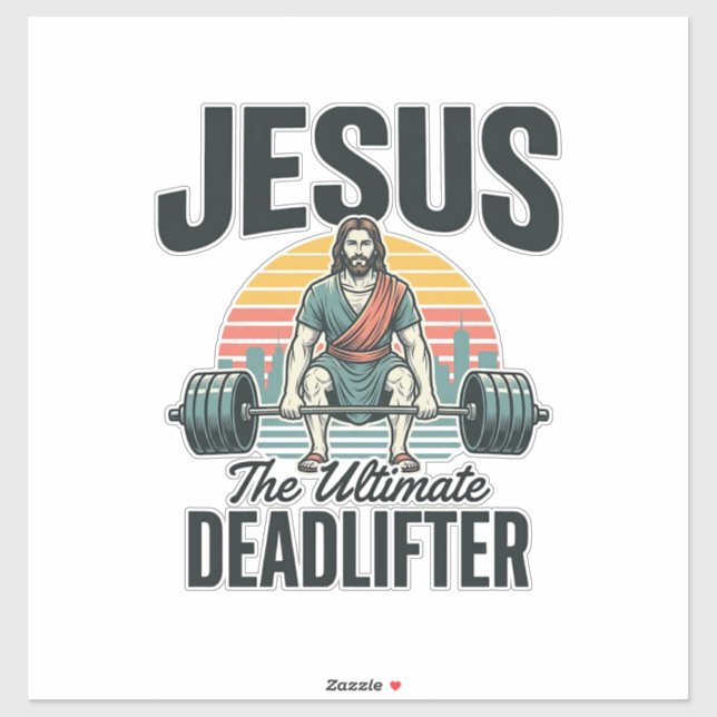 Sticker Jésus l'haltérophile ultime vintage (Feuille)