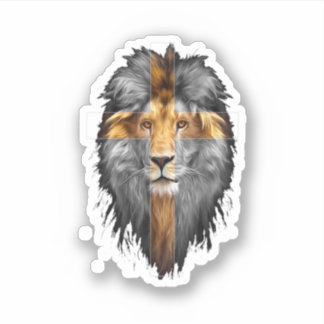 Sticker Jesus Lion Of Judah Jesus Cross Faith Christian Me