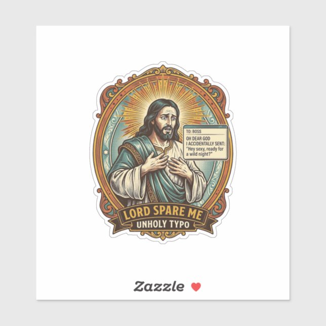 Sticker Jésus Mauvaise Message Autocorrect Patron Embarras (Feuille)