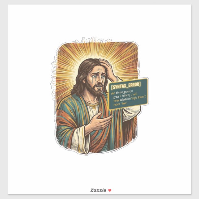 Sticker Jésus pleurant Erreur de syntaxe Programmation Pro (Feuille)