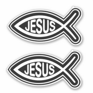 Sticker Jésus poisson symbole religieux chrétien noir