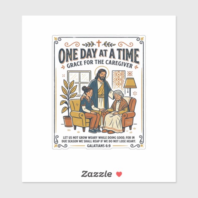 Sticker Jesus Prend Soin des Parents Âgés Graphique Tee Ch (Feuille)