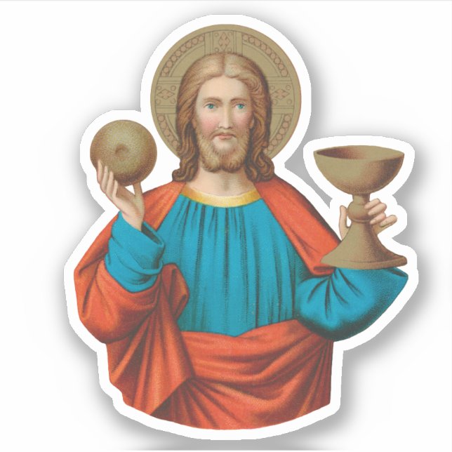 Sticker Jésus qui maintient l'Eucharistie (SNV 050) (Devant)