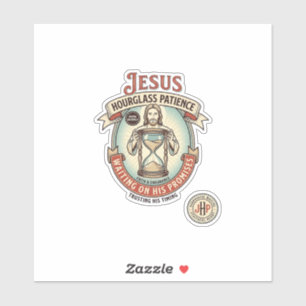 Sticker Jésus Sablier Patience Jésus Sablier Patience