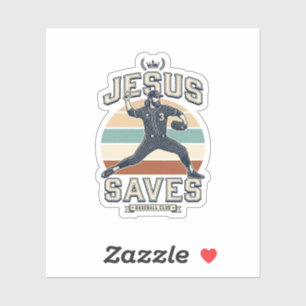 Sticker Jesus Sauve Baseball Vintage Chrétien Vecteur Desi