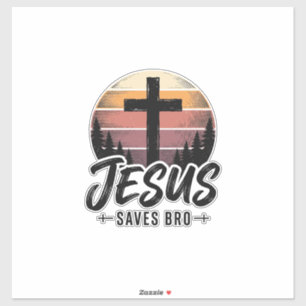 Sticker Jesus Sauve Frère Vintage Chemise Croix Chrétienne