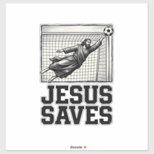 Sticker Jesus Sauve Gardien de Football T-Shirt Gravure Vi