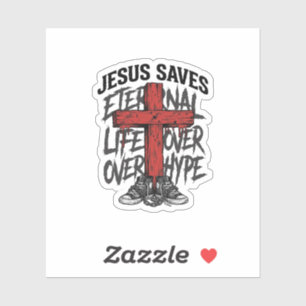Sticker Jésus Sauve Vintage Croix Christian Streetwear Shi