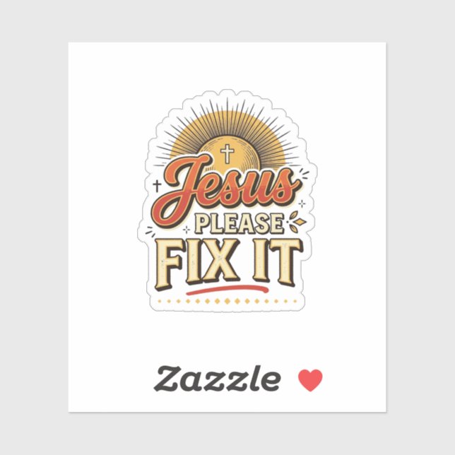 Sticker Jésus S'il Vous Plaît Réparez-Le Typographie Chrét (Feuille)