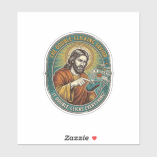 Sticker Jésus Souris Double Clic Cassée Bureau IT Tech