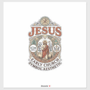Sticker Jésus Symbole de l'Église primitive Esthétique Jés