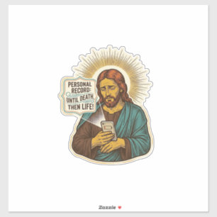 Sticker Jésus Téléphone Mort Pas De Musique Humour De Gym