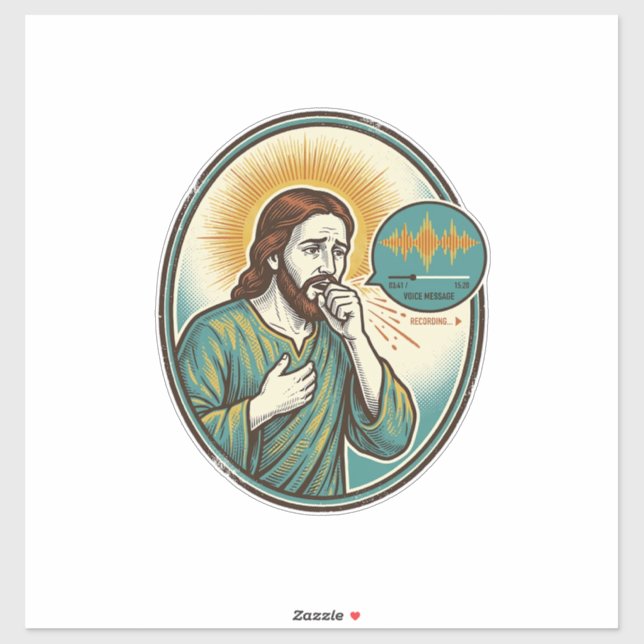 Sticker Jésus toussant au milieu d'un message audio vocal  (Feuille)