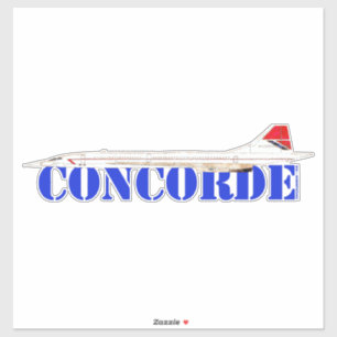 Sticker Jet Concorde avec texte bleu gras