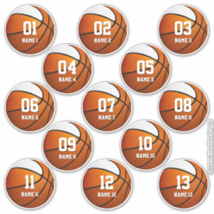 Sticker jeu blanc orange de 13 enfants de basket
