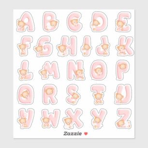 Sticker Jeu d'alphabet d'ours rose