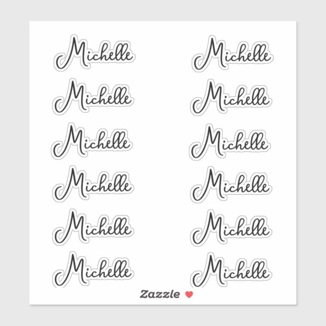 Sticker Jeu de 12 - Nom de script élégant (Feuille)